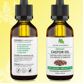 Jeune Naturelle Organic Castor Oil cold pressed bottle side view