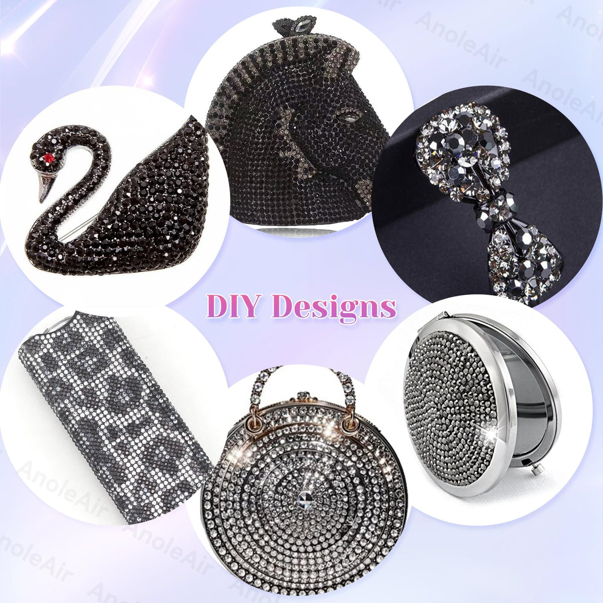 Jewellery adorned with AnoleAir black silver rhinestones