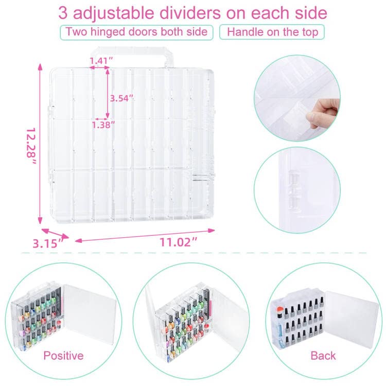 JIASHENG Nail Polish Organizer Case dimensions and specifications