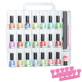 JIASHENG Nail Polish Organizer Case front view with clear design