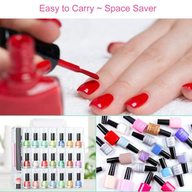 JIASHENG Nail Polish Organizer Case opened displaying nail polish bottles