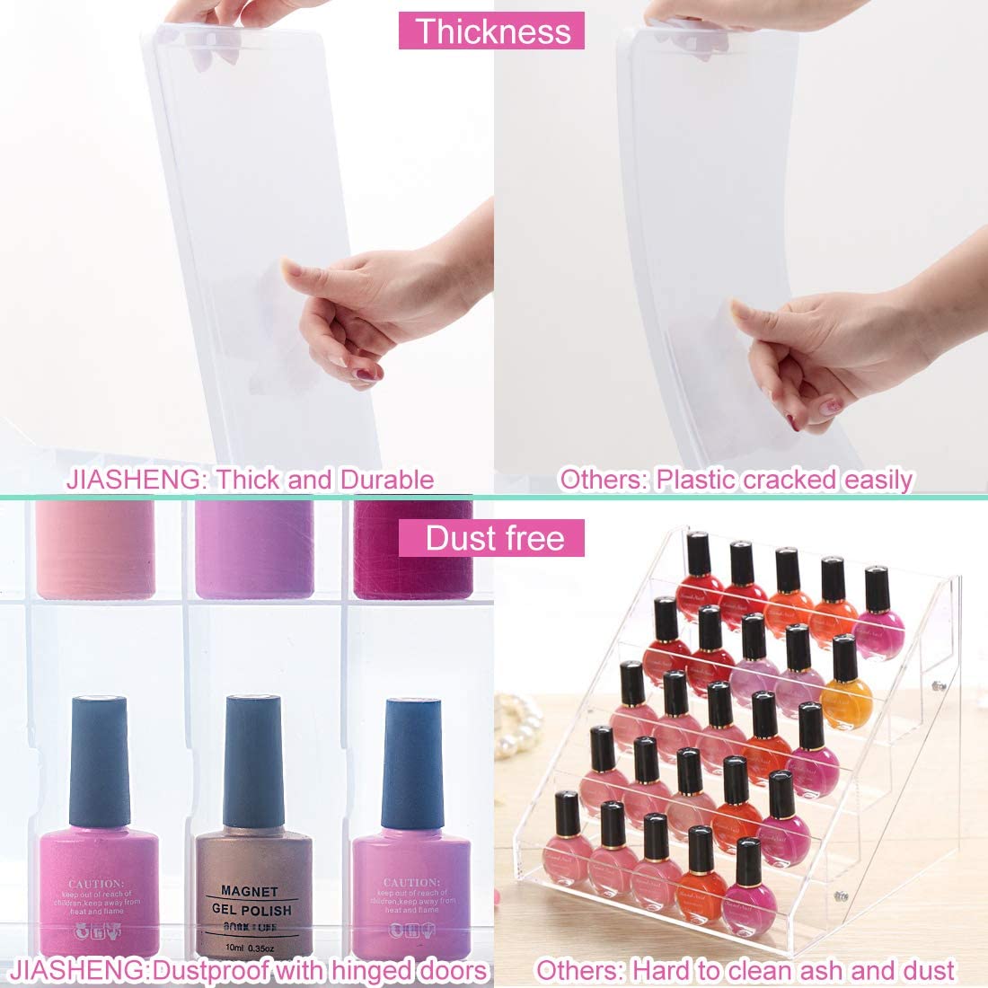 JIASHENG Nail Polish Organizer Case top view with handle