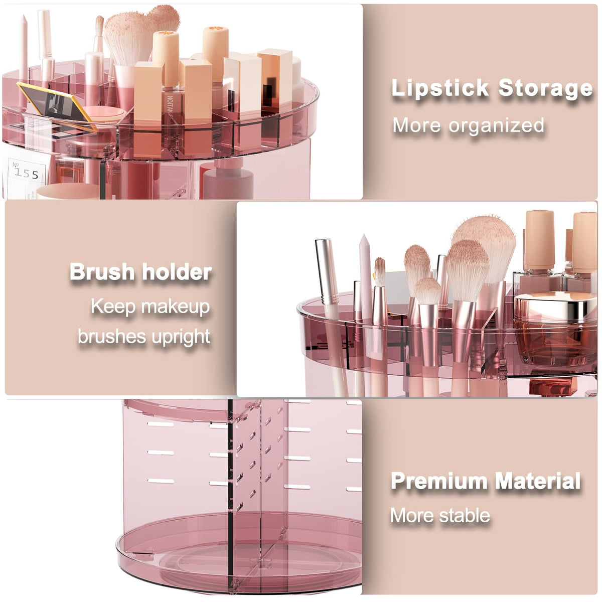 Jiavarry 360 Rotating Makeup Organizer with easy assembly