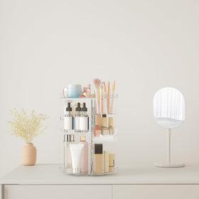 Jiavarry Makeup Organizer top view displaying skincare products
