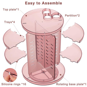 Jiavarry Rotating Makeup Organizer assembled with cosmetics inside
