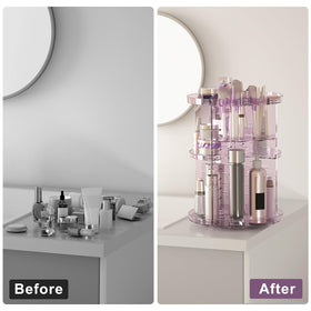 Jiavarry Rotating Makeup Organizer assembled with skincare products