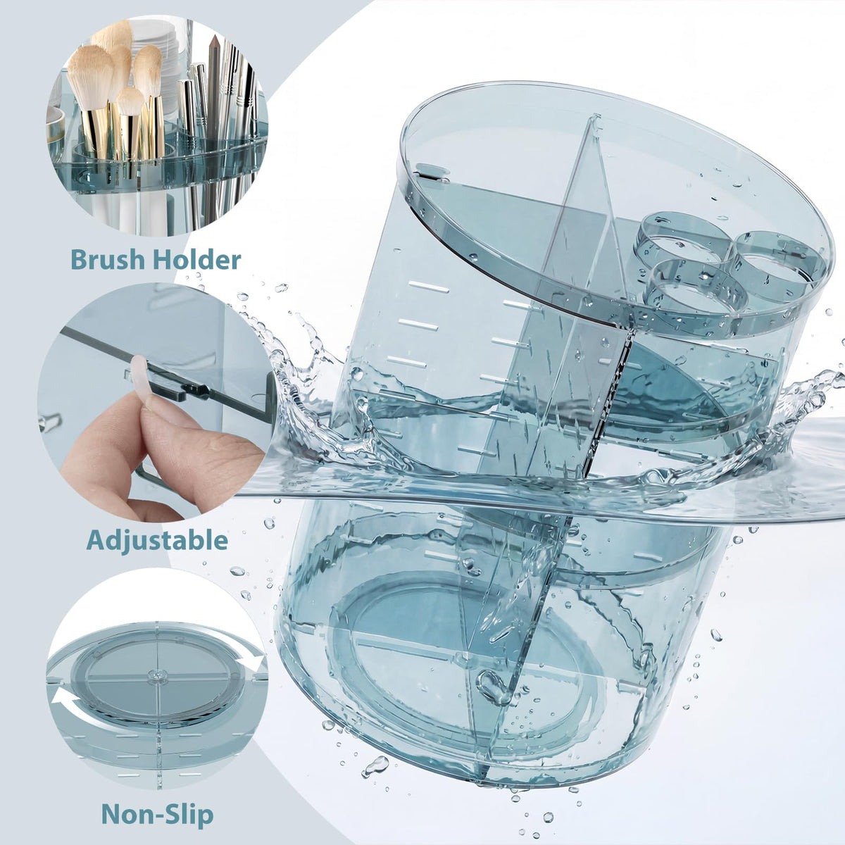 Jiavarry Rotating Makeup Organizer assembled with various cosmetics