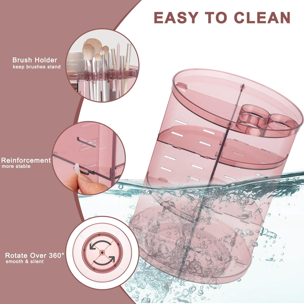 Jiavarry Rotating Makeup Organizer in a bathroom setting