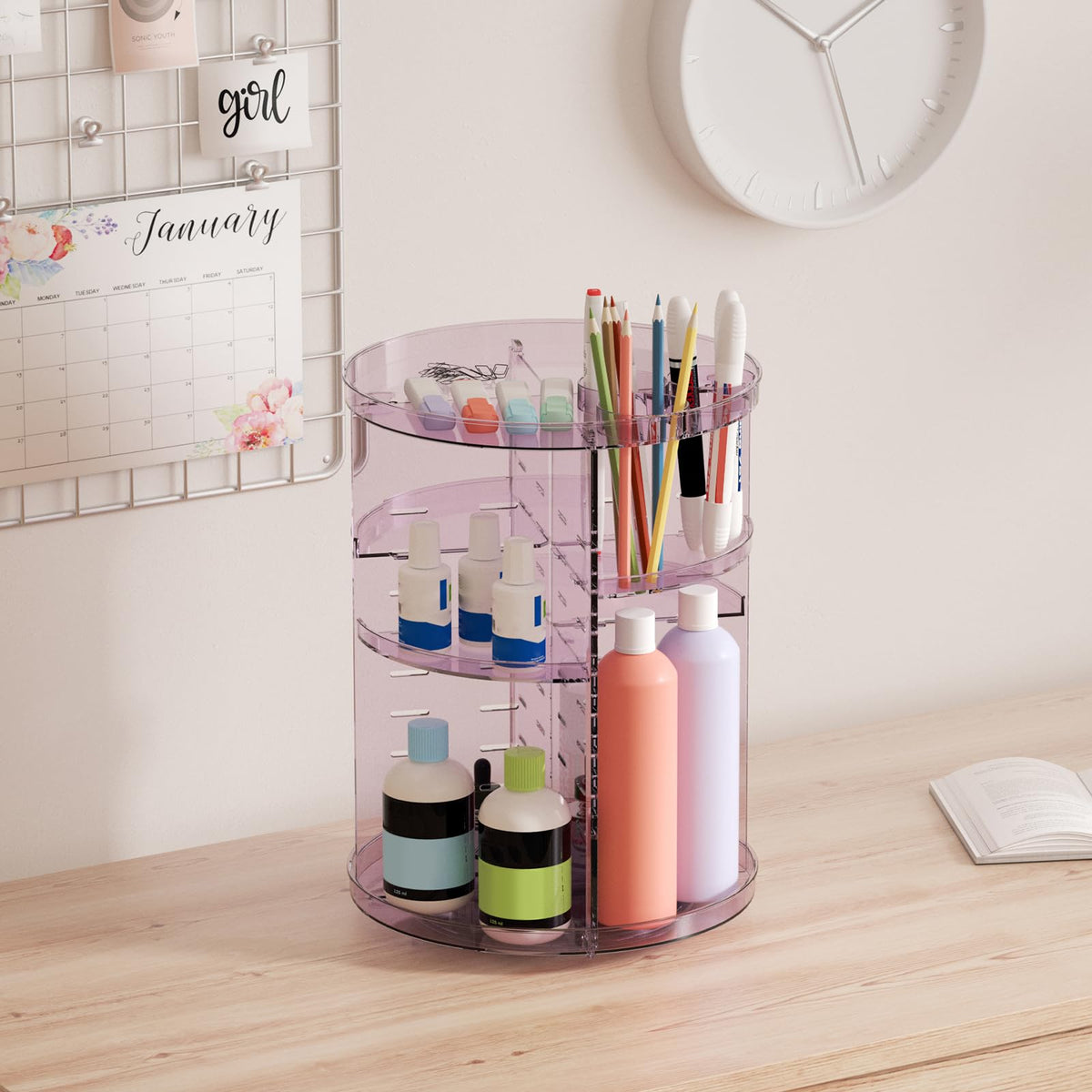Jiavarry Rotating Makeup Organizer with detachable design for easy cleaning