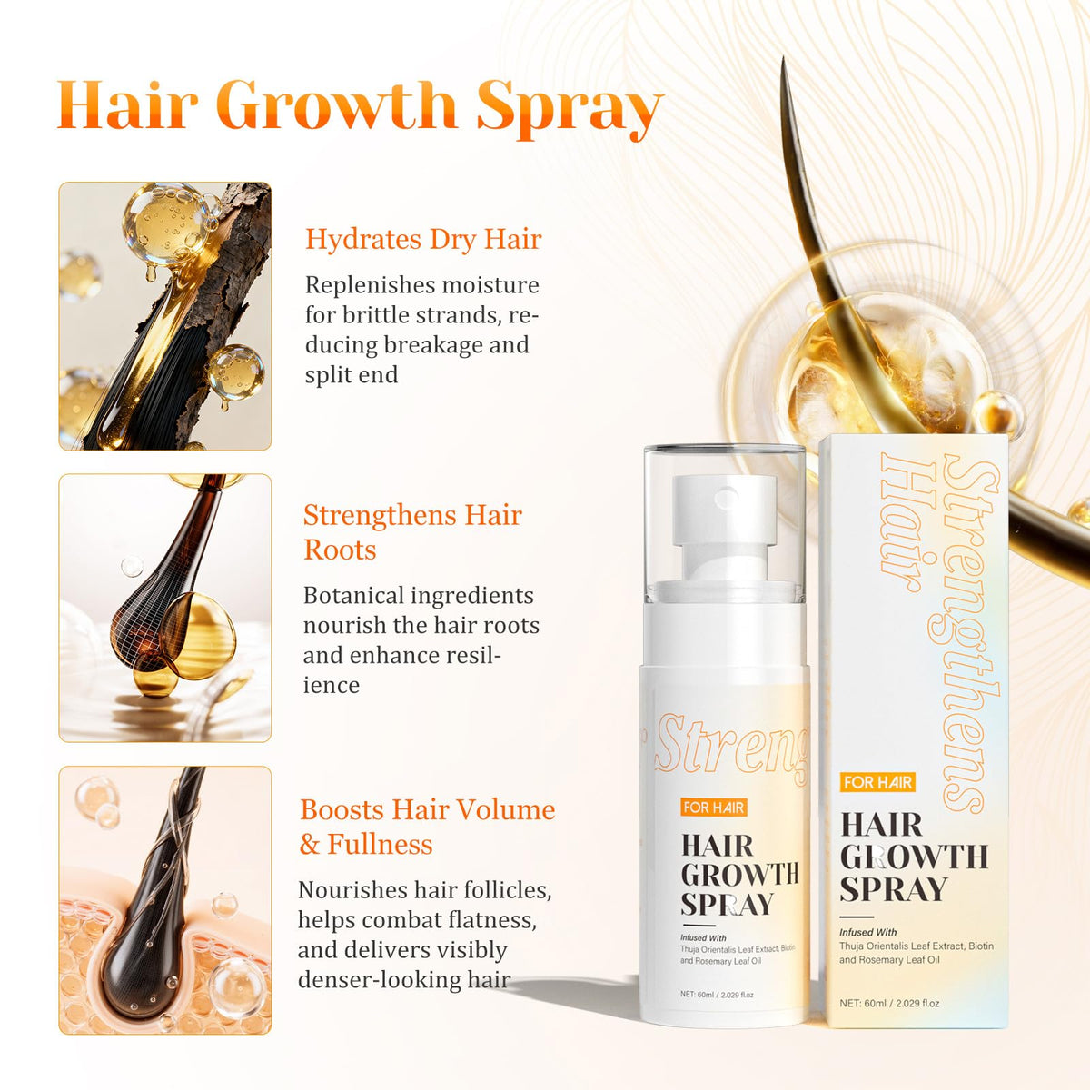 JIEXUN Hair Growth Spray with biotin and arborvitae extract