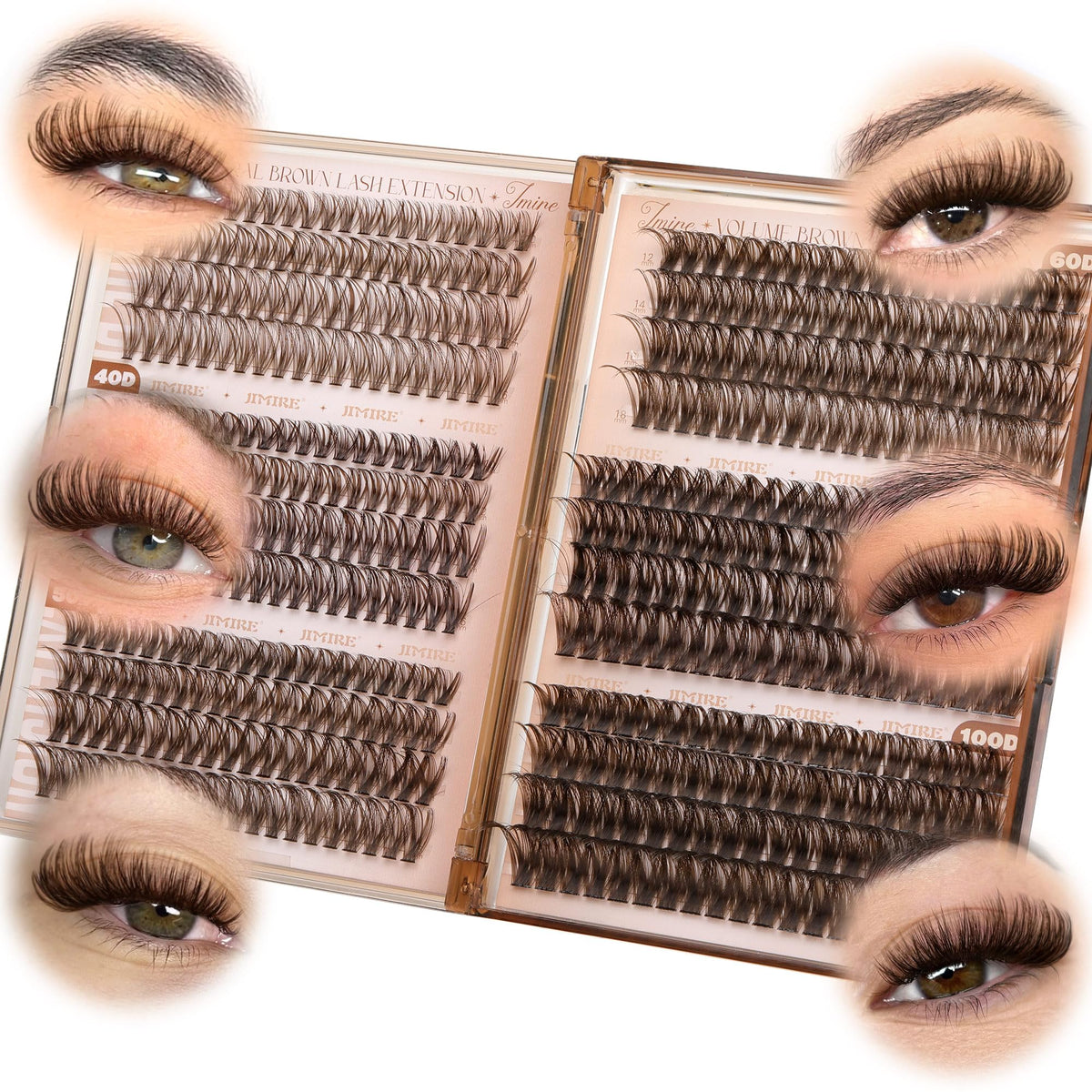 JIMIRE Brown Lash Clusters close-up view