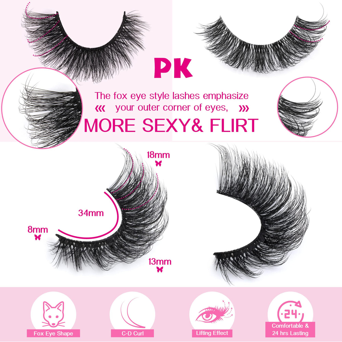 JIMIRE cat eye lashes detailed view