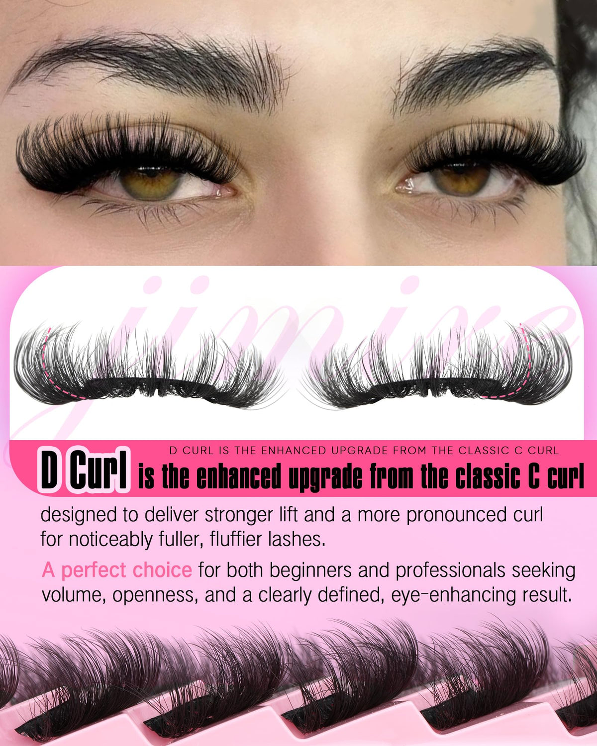 JIMIRE D Curl Faux Mink Lashes 20MM on model
