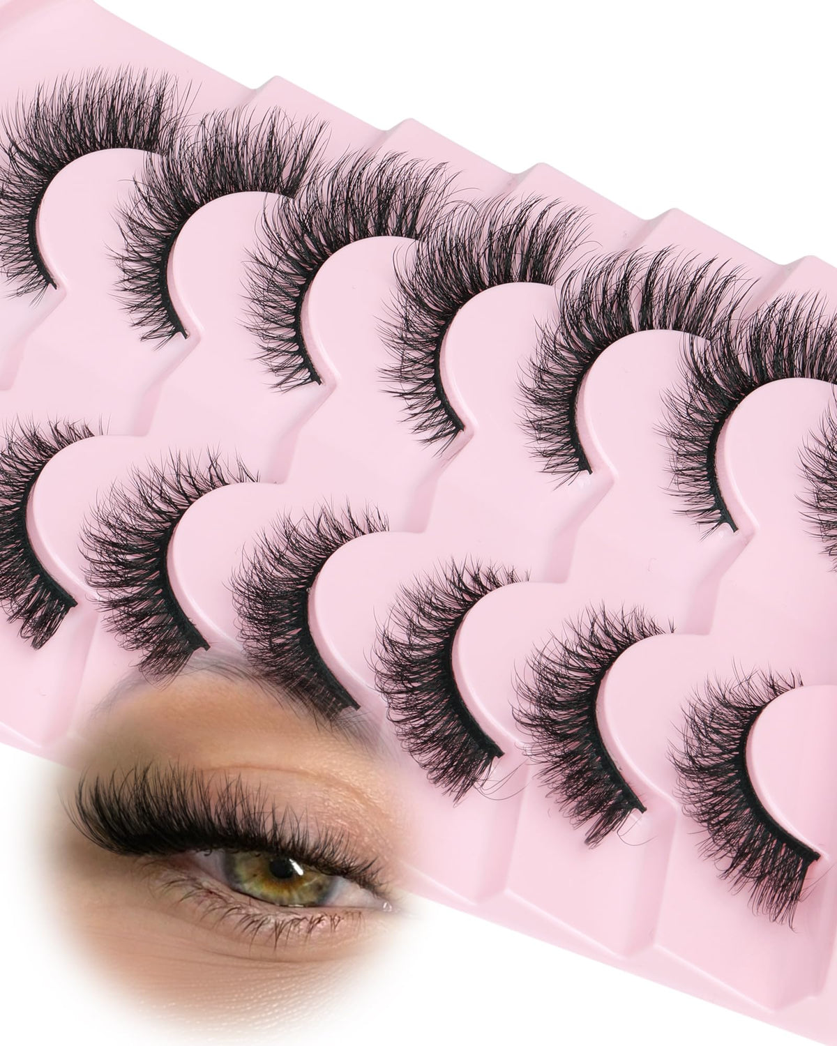 JIMIRE Fox Eye Lashes in a beauty setup with makeup tools