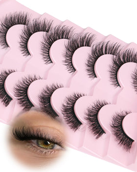 JIMIRE Fox Eye Lashes in a beauty setup with makeup tools