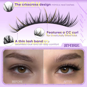 JIMIRE lash clusters demonstrating all-day comfort