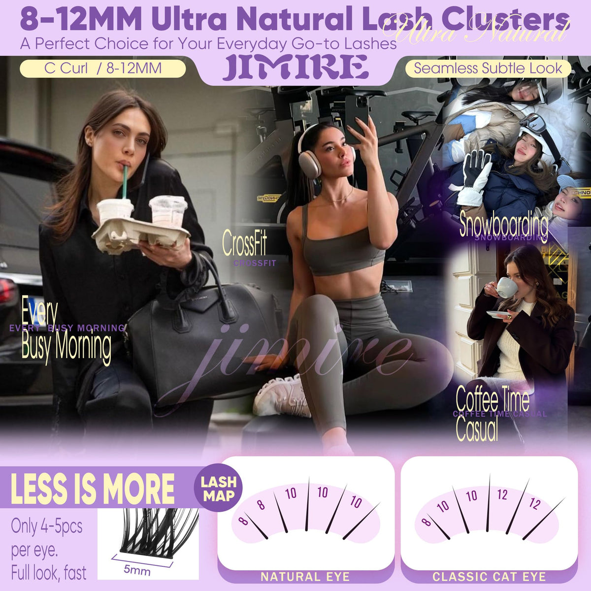 JIMIRE lash clusters displayed with makeup tools