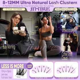 JIMIRE lash clusters displayed with makeup tools