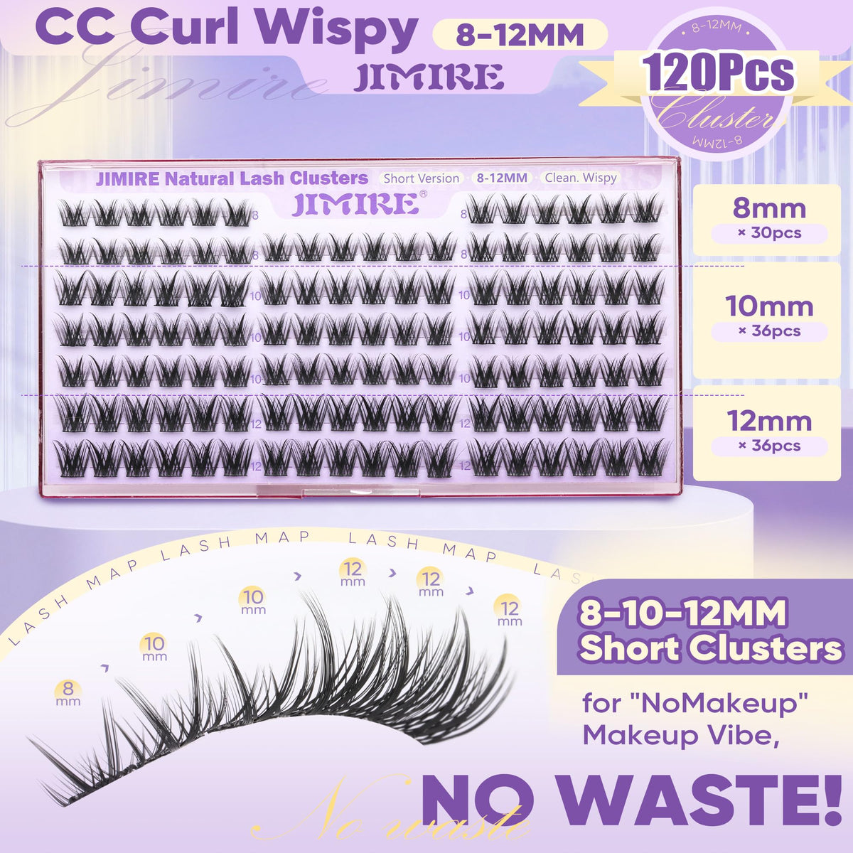 JIMIRE lash clusters in various lengths 8mm, 10mm, 12mm