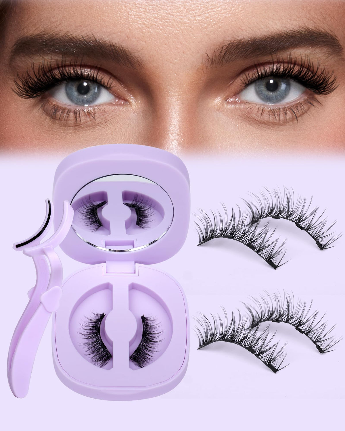 JIMIRE Magnetic Eyelashes Cat Eye style front view