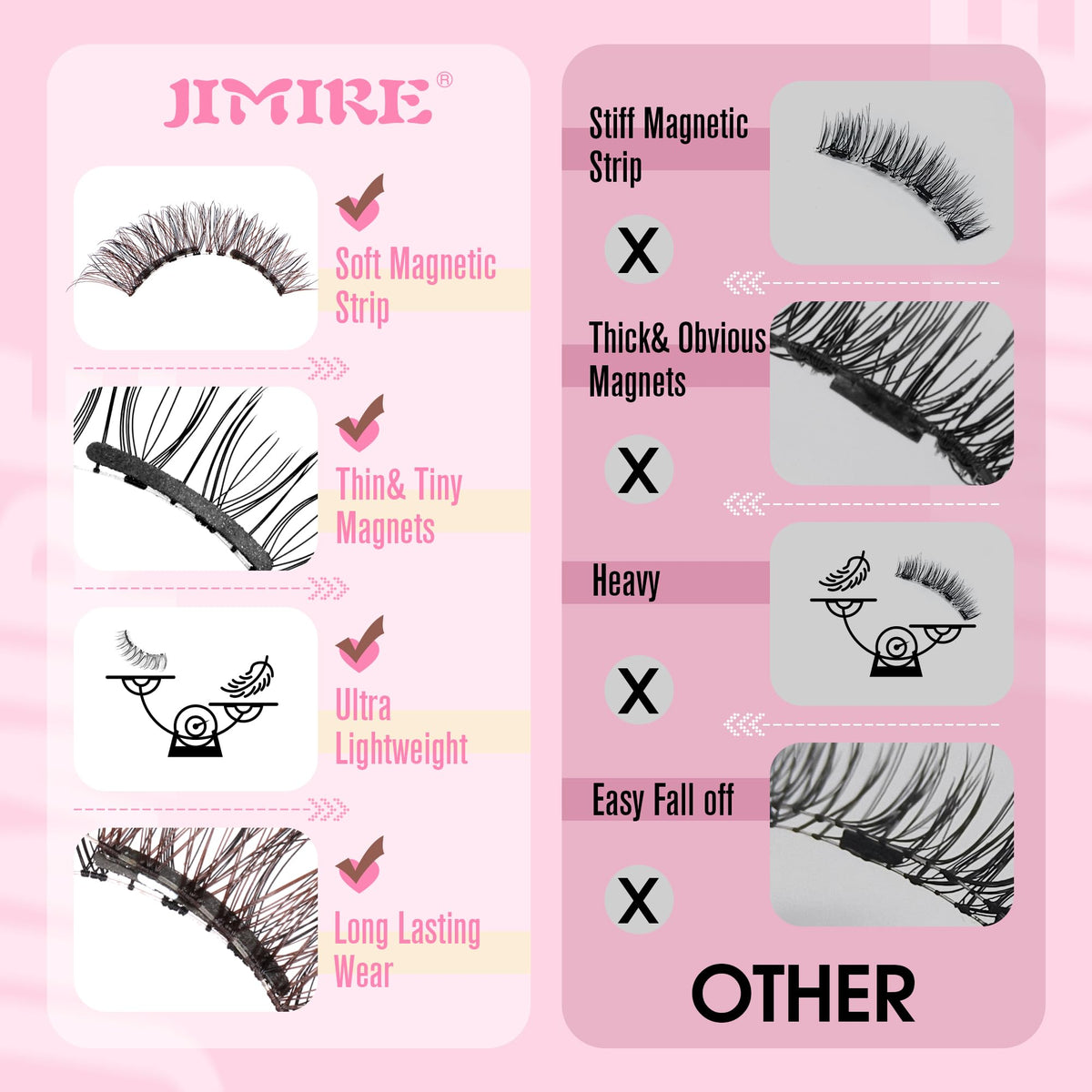 JIMIRE magnetic eyelashes with applicator on a white background