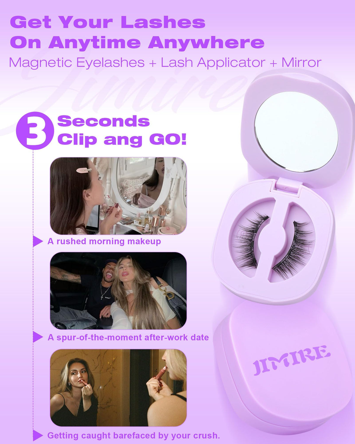 JIMIRE Magnetic Eyelashes with natural look on model