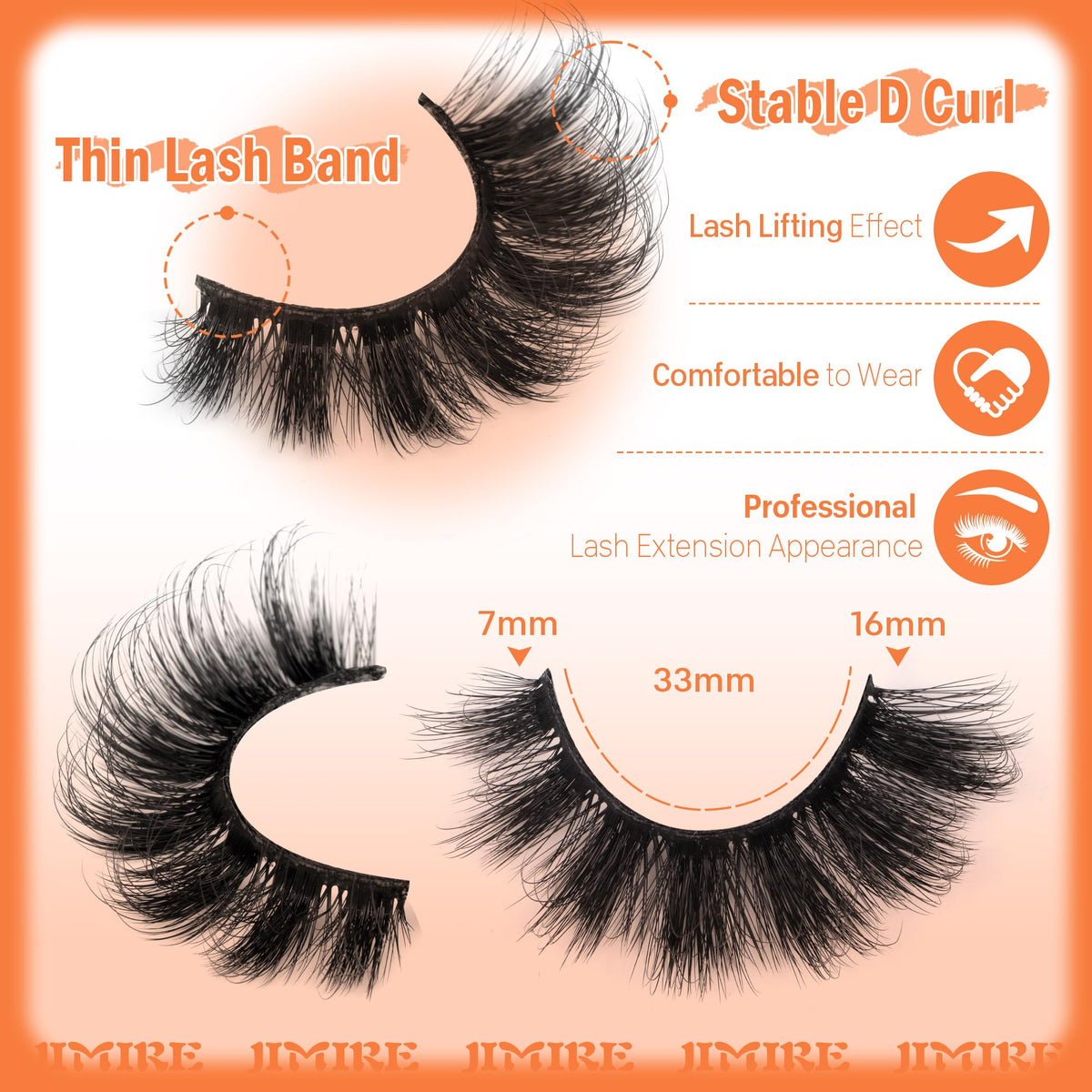 JIMIRE Mink Lashes packaging with 7 pairs of false eyelashes