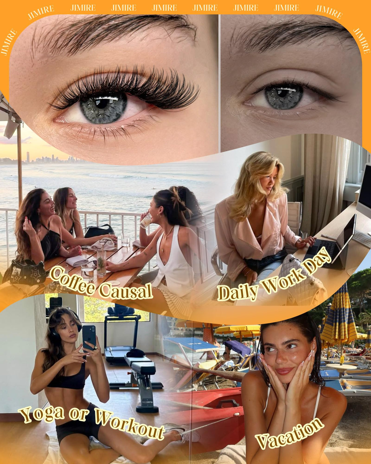 JIMIRE Natural Lash Clusters Cat Eye clusters layout