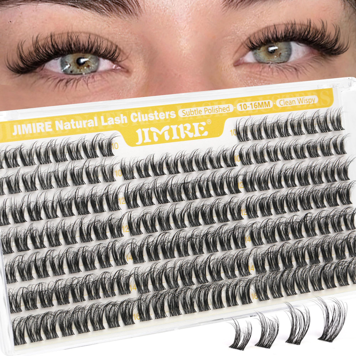 JIMIRE Spider Lash Clusters front view showing various lengths