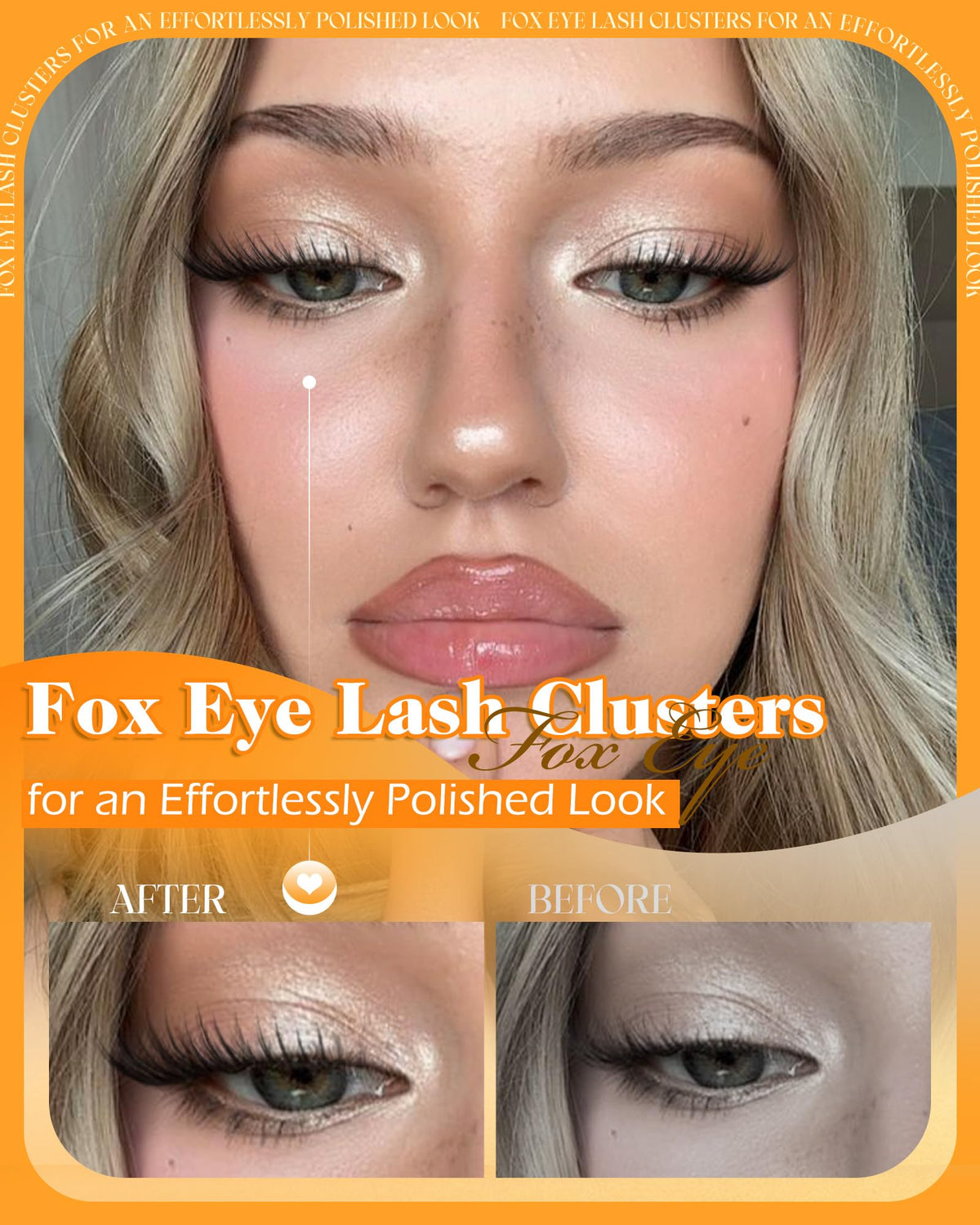 JIMIRE Wispy Lash Clusters in use on model's eyes