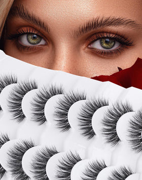 Jiocolor 14mm 3D faux mink false eyelashes pack front view