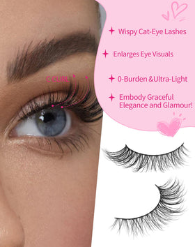 Jiocolor Cat Eye Lashes Short Wispy 15mm side view