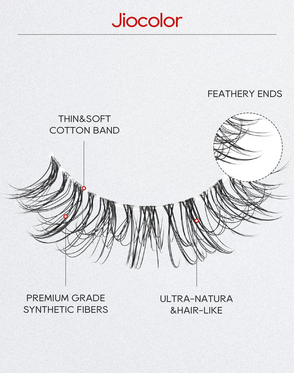 Jiocolor false eyelashes showing natural look and texture