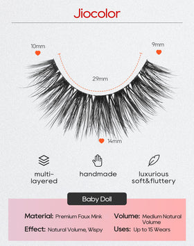 Jiocolor false eyelashes with ultra-thin lash band detail