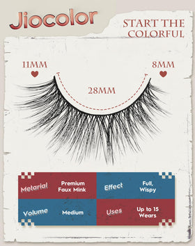 Jiocolor Faux Mink Lashes displayed with natural lash effect
