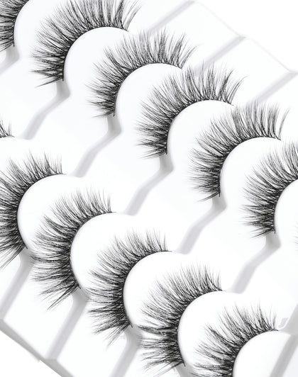 Jiocolor Faux Mink Lashes pack front view with 7 pairs