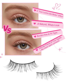 Jiocolor Short Lashes Natural Look Wispy close-up of lashes