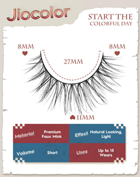 Jiocolor Short Wispy False Lashes displayed on a white background