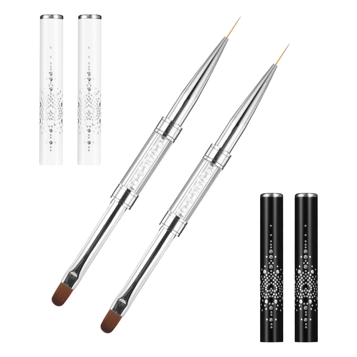 JJUNW Dual Ended Hard Gel Nail Brushes Set front view