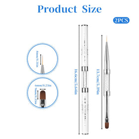 JJUNW Dual Ended Nail Brush with flat oval and fine liner tips