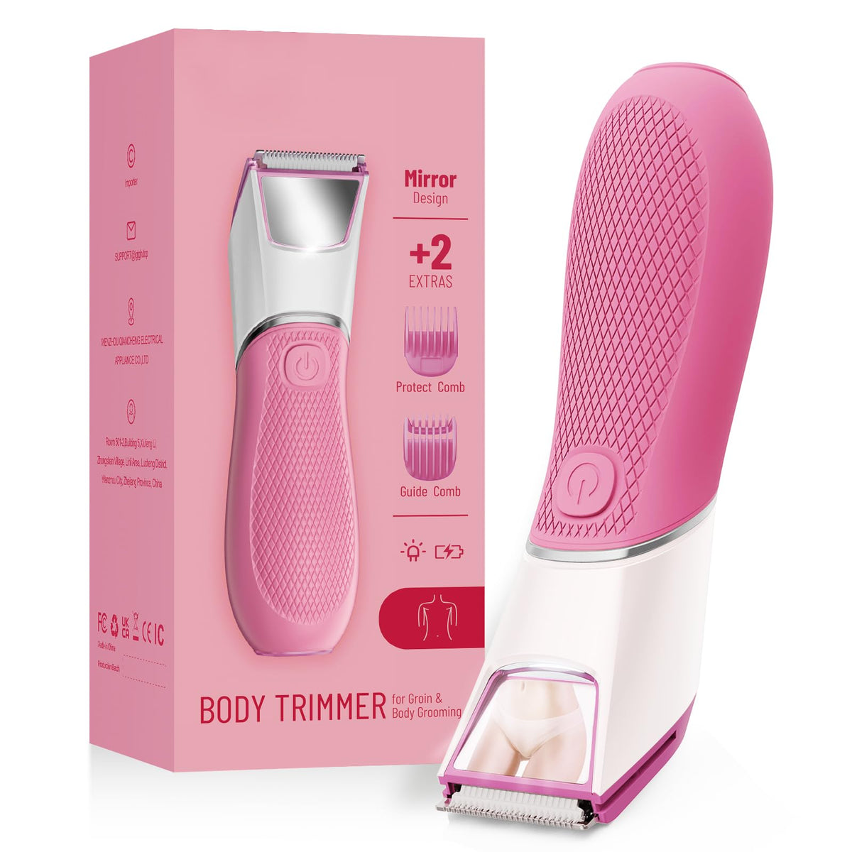 JMJDYITAO Rechargeable Bikini Trimmer front view with LED light
