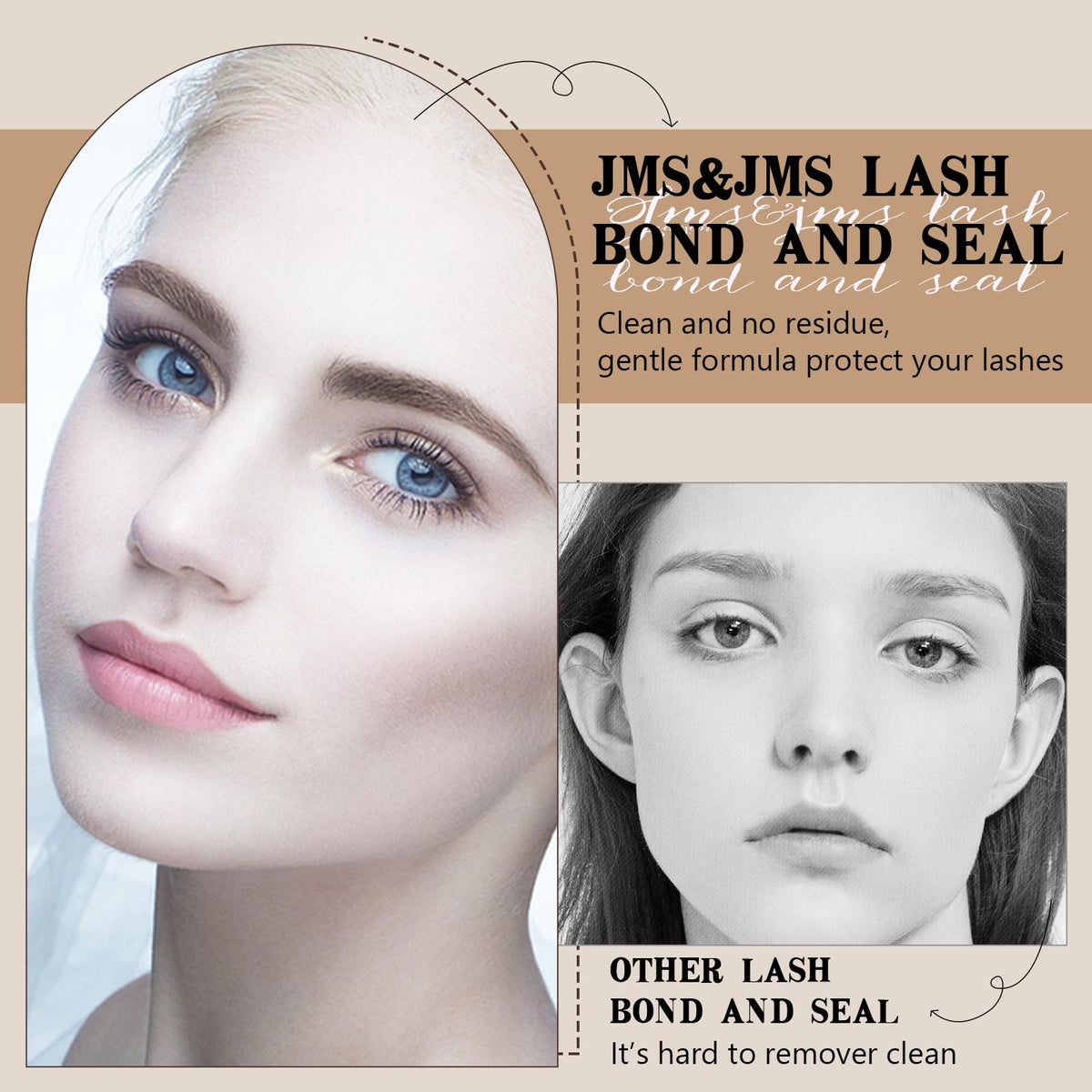 JMS&JMS Lash Bond and Seal Glue on a makeup table