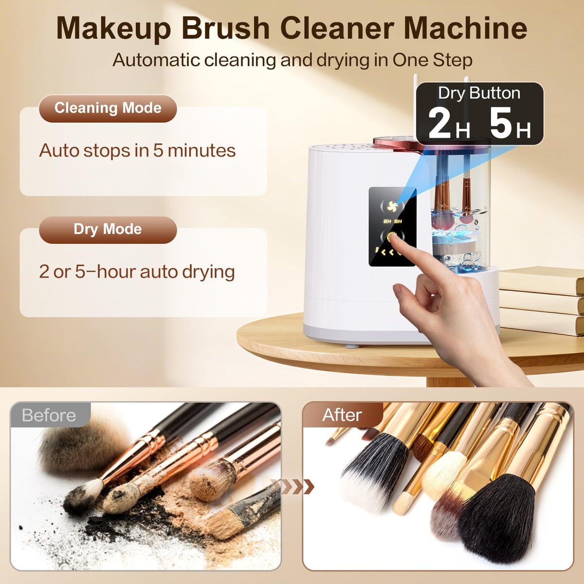 Jnconser Electric Makeup Brush Cleaner in use with various makeup brushes