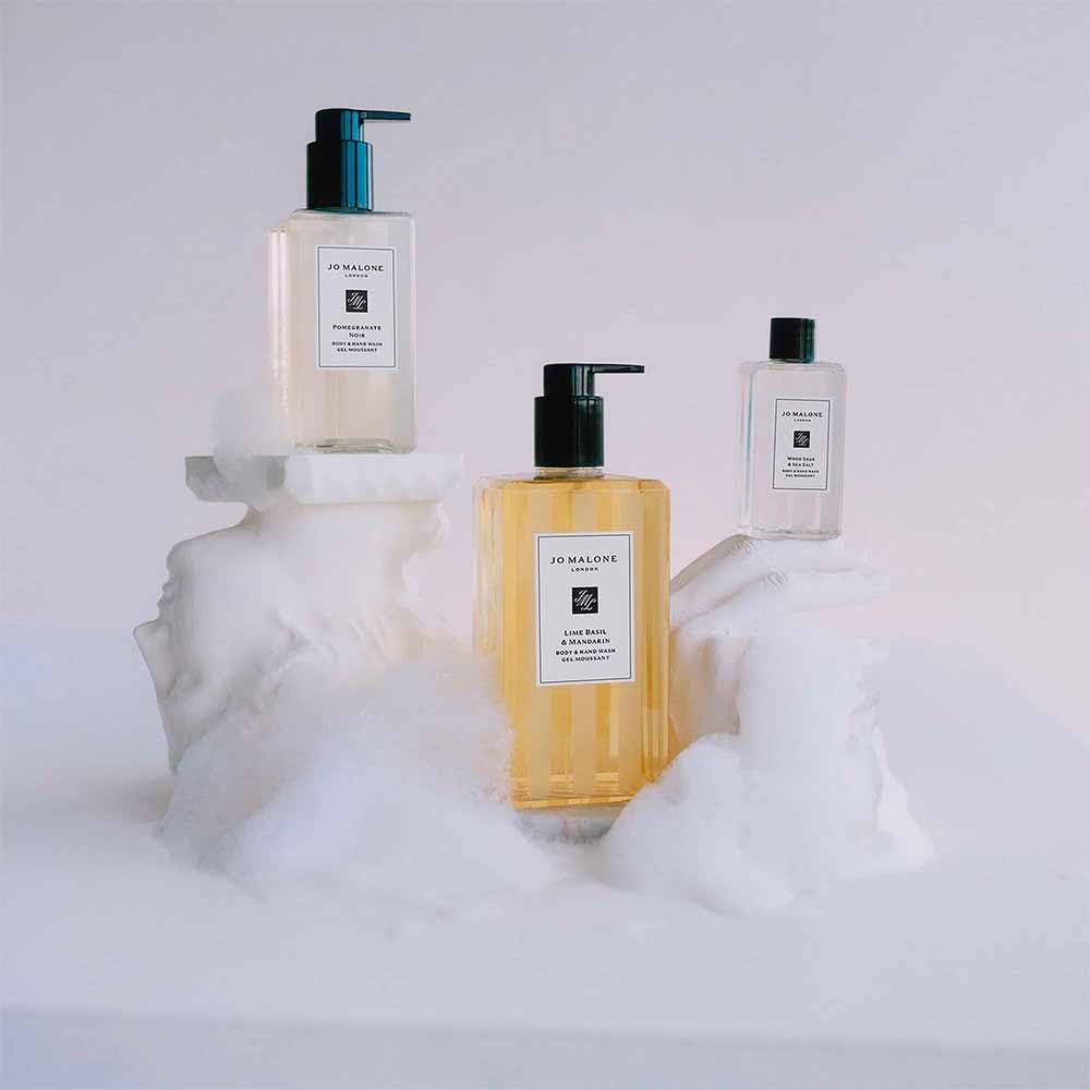 Jo Malone Lime Basil and Mandarin Body Wash with a splash of water