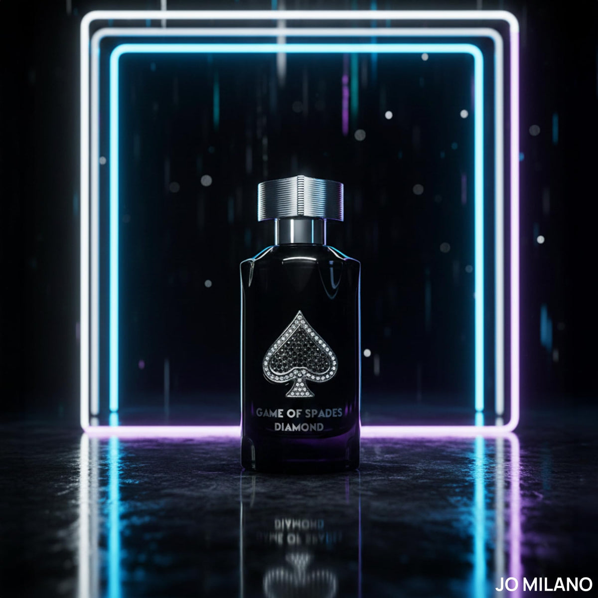 Jo Milano Game of Spades Diamond Parfum Spray with a backdrop