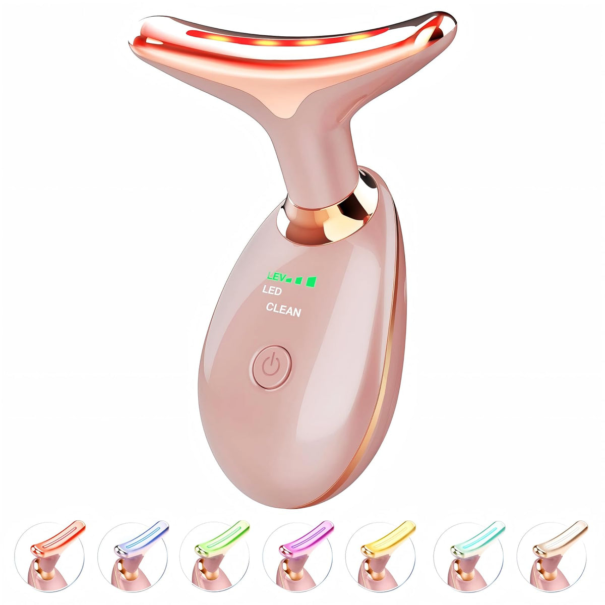 Jobazok Red Light Therapy Face Massager Tool front view in rose gold