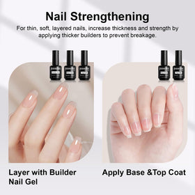 JODSONE 15ML Base Coat Top Coat and Builder Gel bottles side view