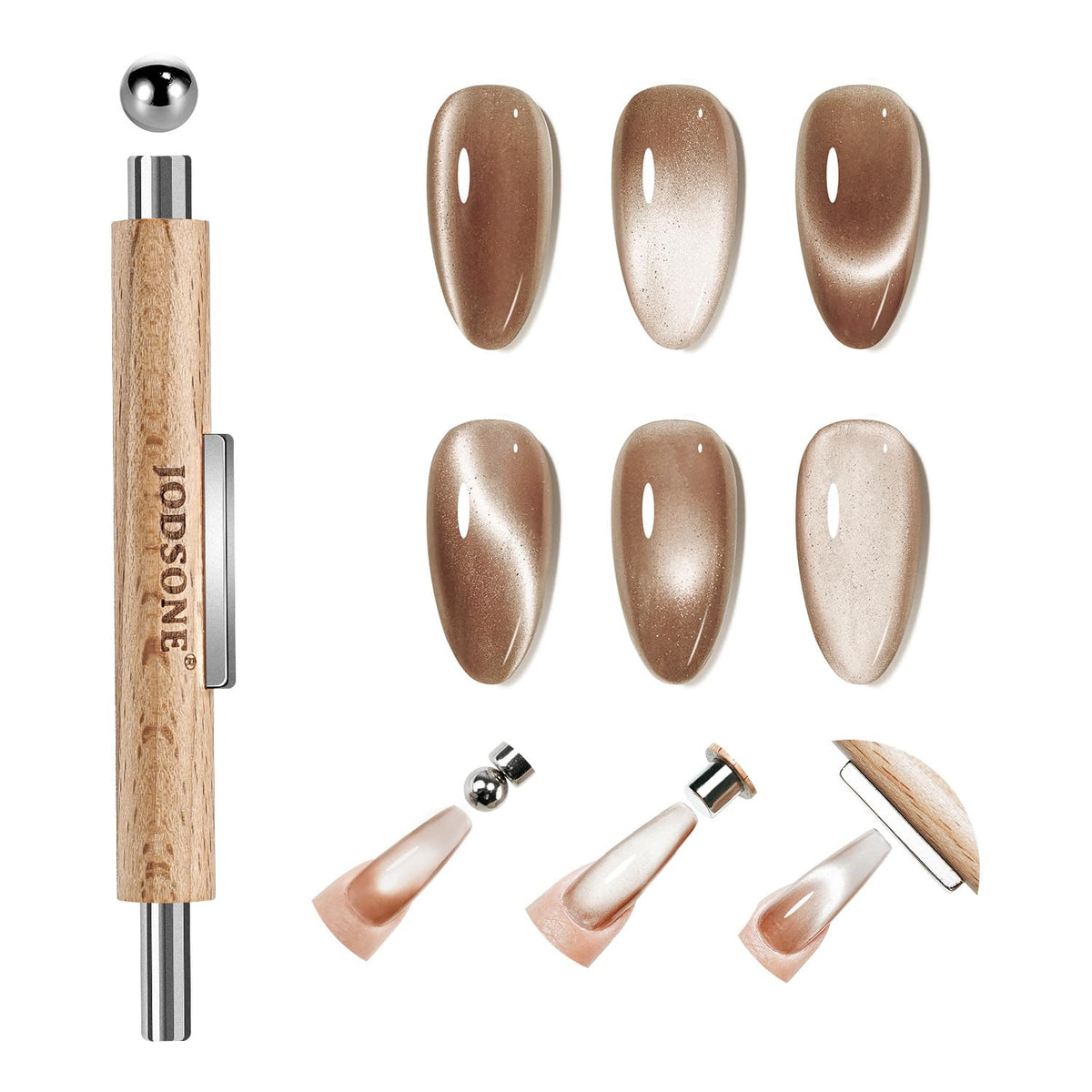 JODSONE 3-in-1 Cat Eye Magnet Tool front view with three magnet types
