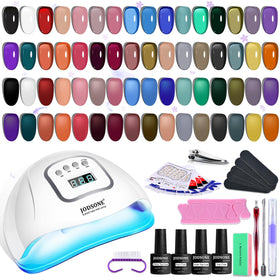 JODSONE 32 Colours Jelly Gel Nail Polish Kit with UV lamp and tools