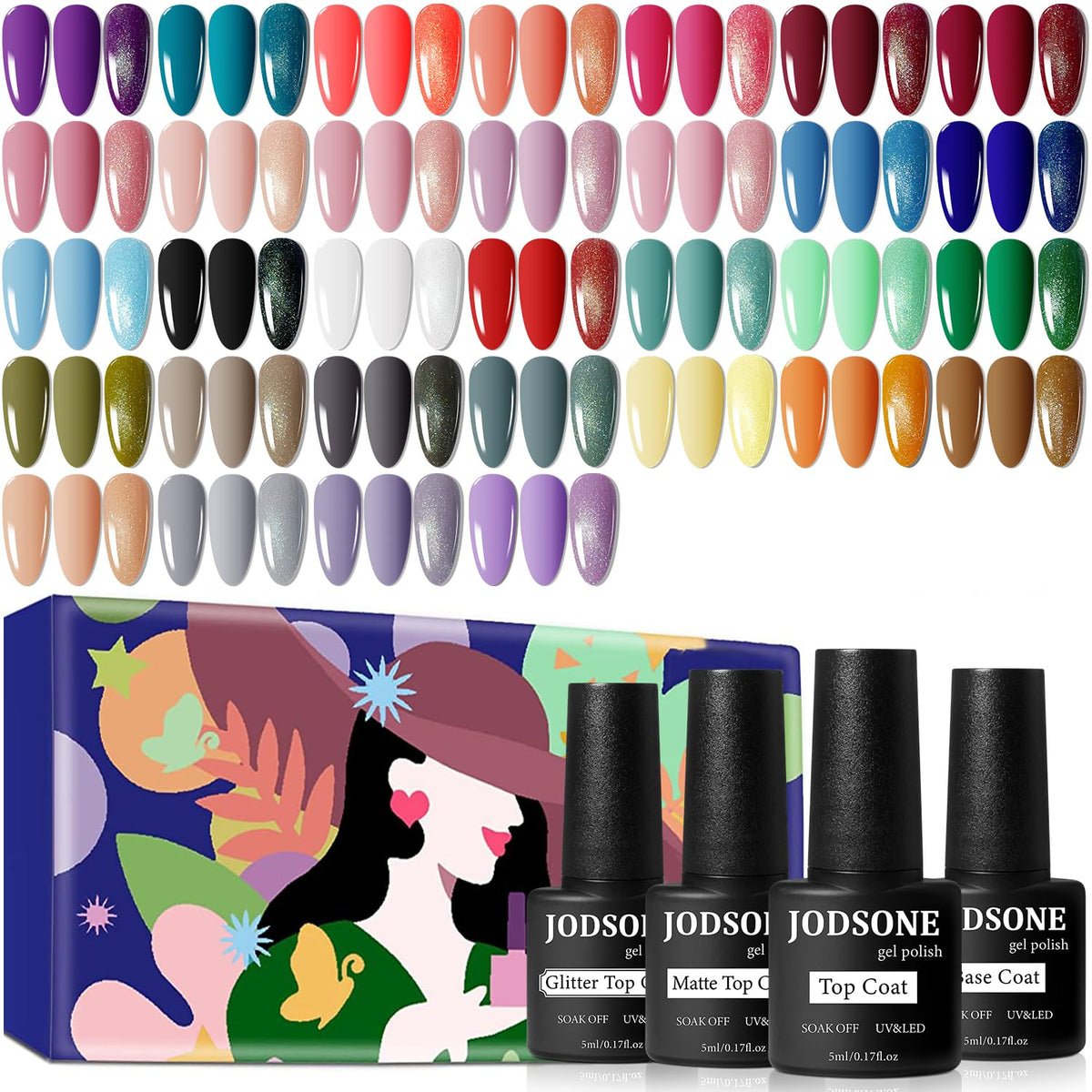 JODSONE 36 PCS Gel Nail Polish Set front view with assorted colours